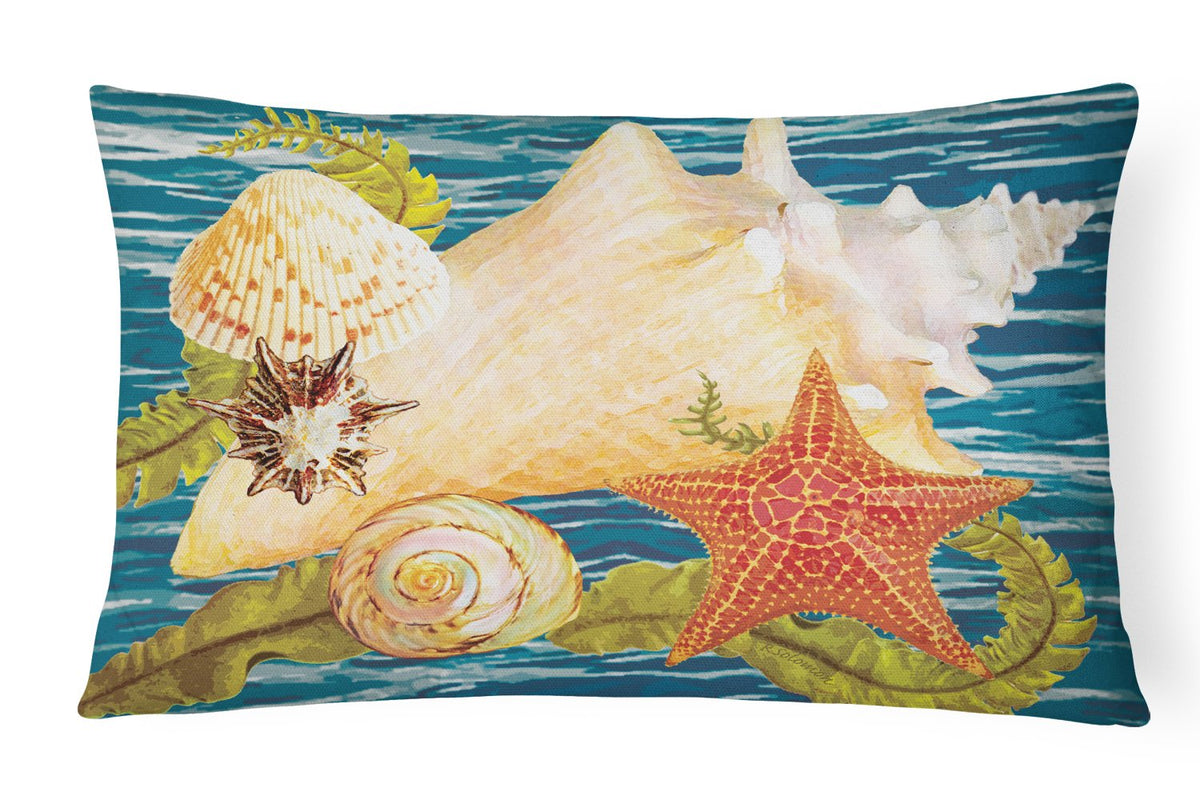Conch Starfish And Cockle II Canvas Fabric Decorative Pillow PRS4057PW1216 by Caroline&#39;s Treasures