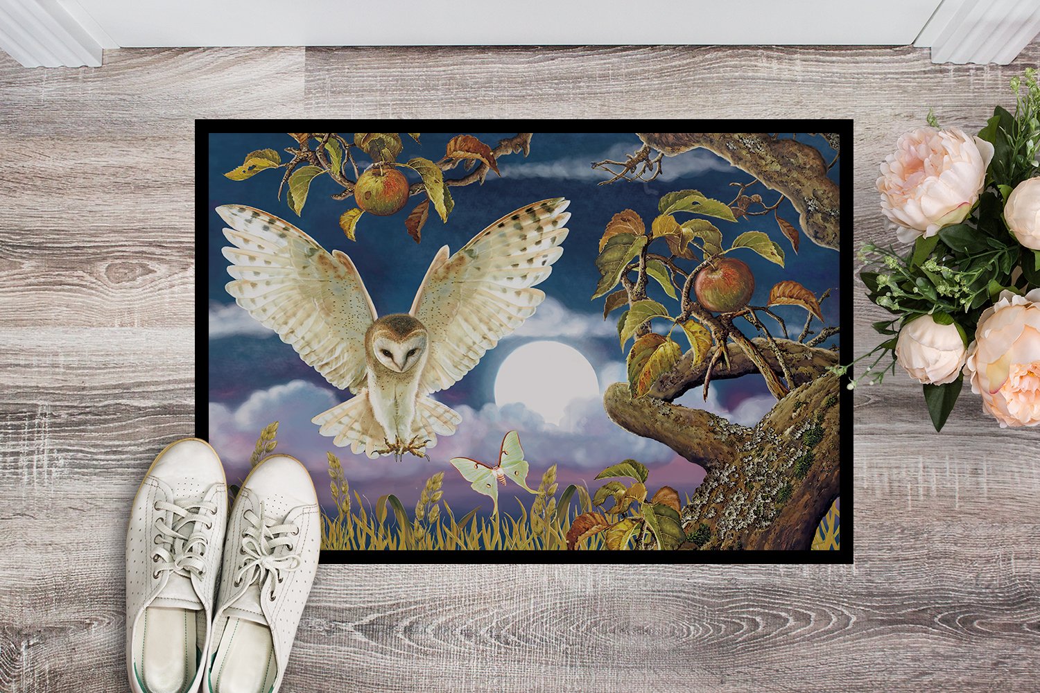 Barn Owl In The Apple Orchard Indoor or Outdoor Mat 24x36 PRS4062JMAT by Caroline's Treasures