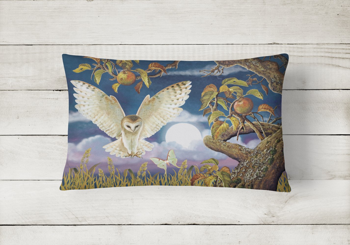 Barn Owl In The Apple Orchard Canvas Fabric Decorative Pillow PRS4062PW1216 by Caroline's Treasures