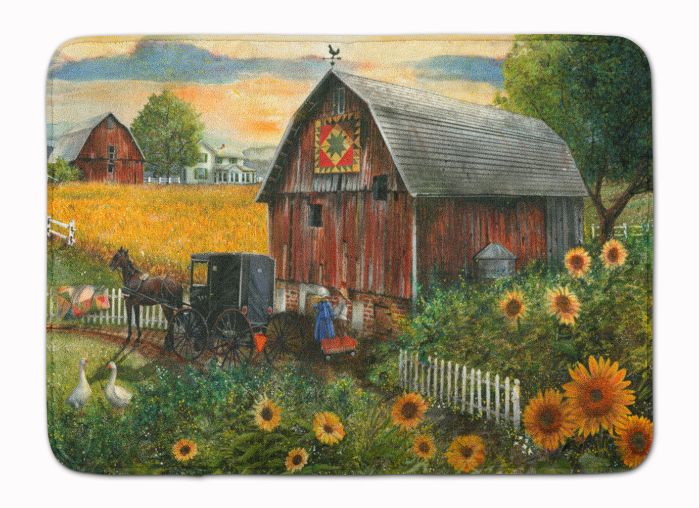 Sunflower Country Paradise Barn Machine Washable Memory Foam Mat PTW2003RUG - the-store.com