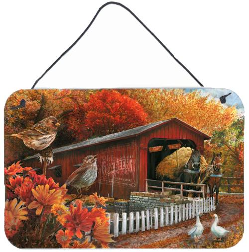 Fall Covered Bridge Wall or Door Hanging Prints PTW2004DS812 by Caroline's Treasures