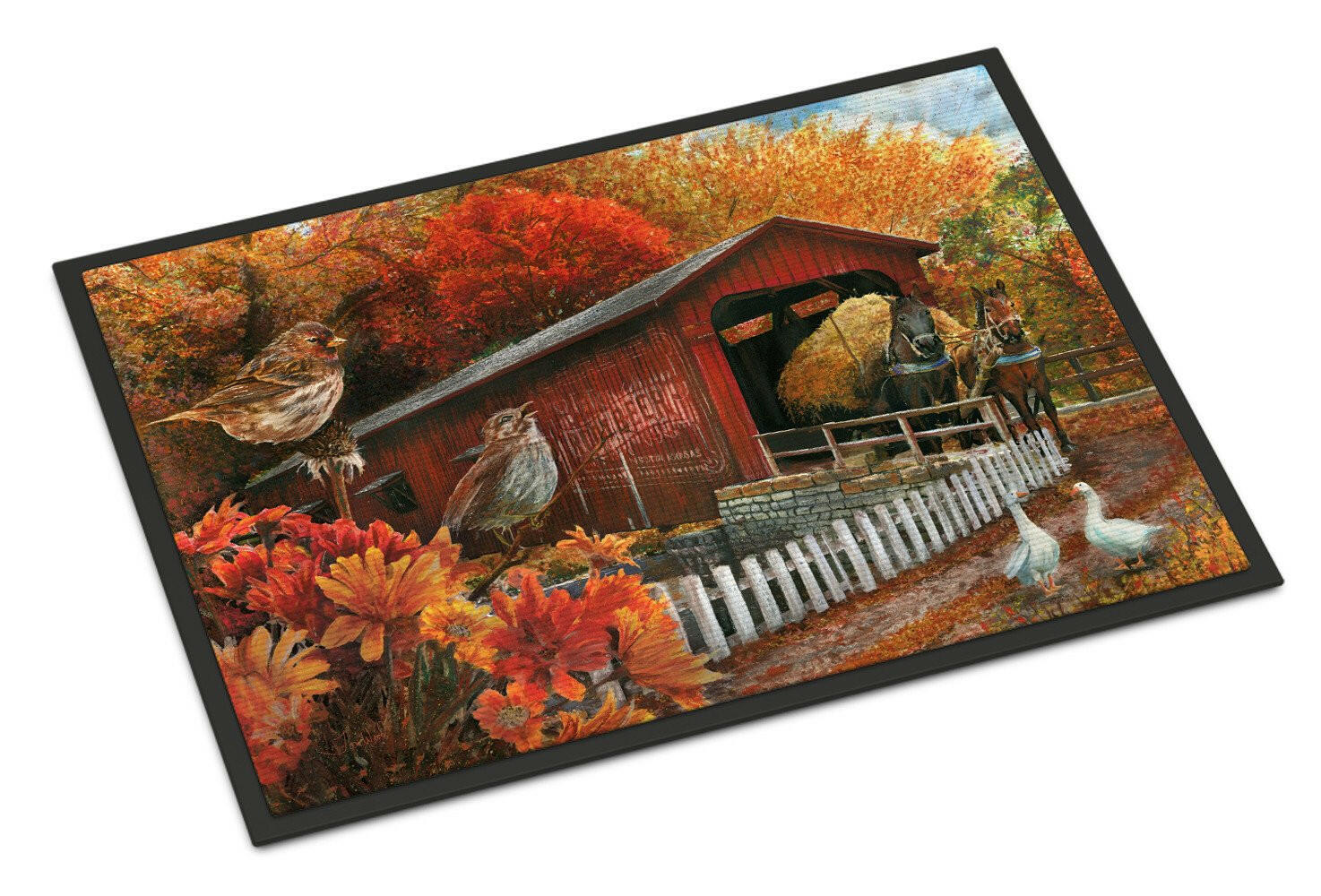 Fall Covered Bridge Indoor or Outdoor Mat 18x27 PTW2004MAT - the-store.com
