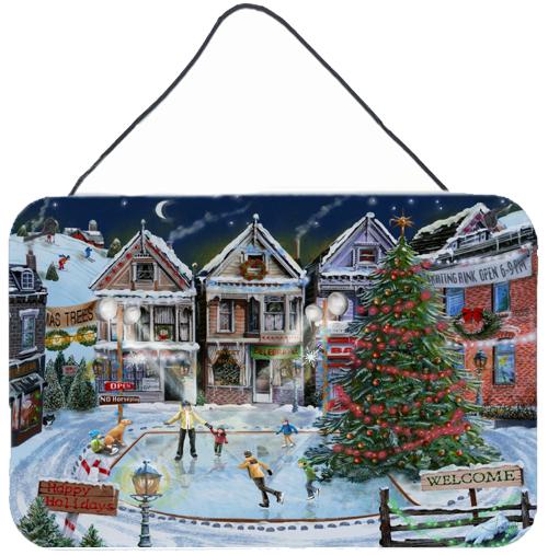 Christmas Family Skate Night Wall or Door Hanging Prints PTW2005DS812 by Caroline's Treasures