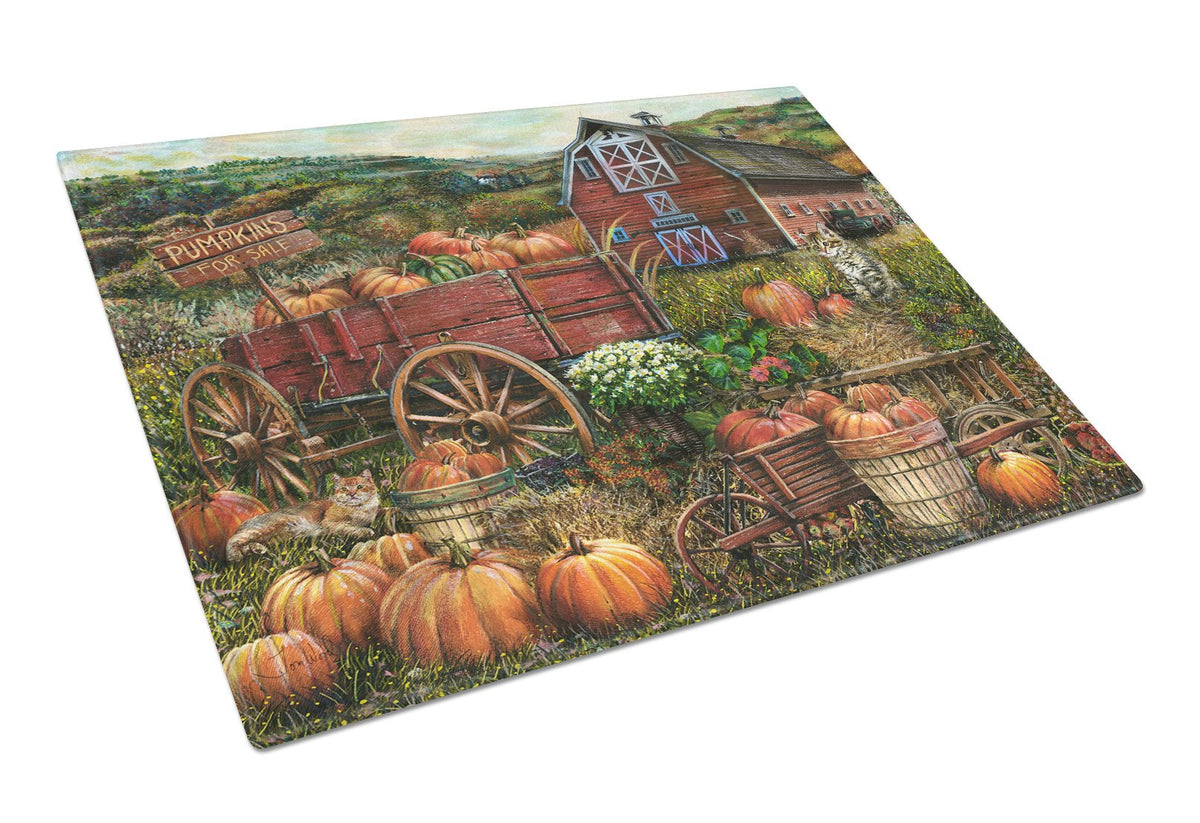 Pumpkin Patch and Fall Farm Glass Cutting Board Large PTW2008LCB by Caroline&#39;s Treasures