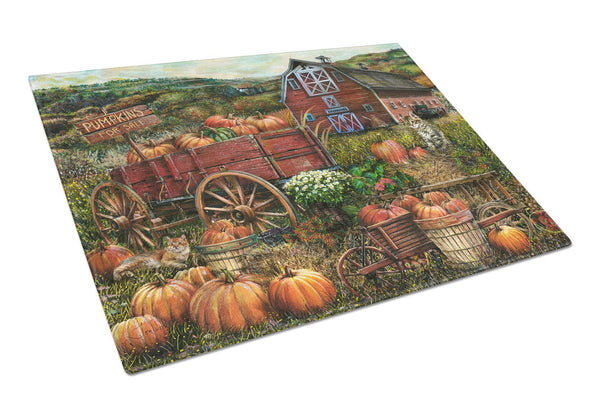 Pumpkin Patch and Fall Farm Glass Cutting Board Large PTW2008LCB by Caroline's Treasures
