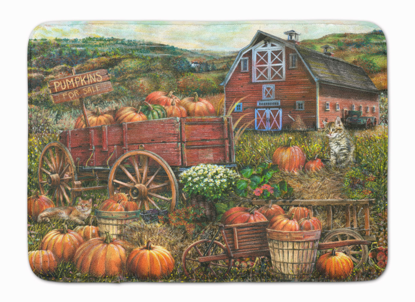 Pumpkin Patch and Fall Farm Machine Washable Memory Foam Mat PTW2008RUG - the-store.com