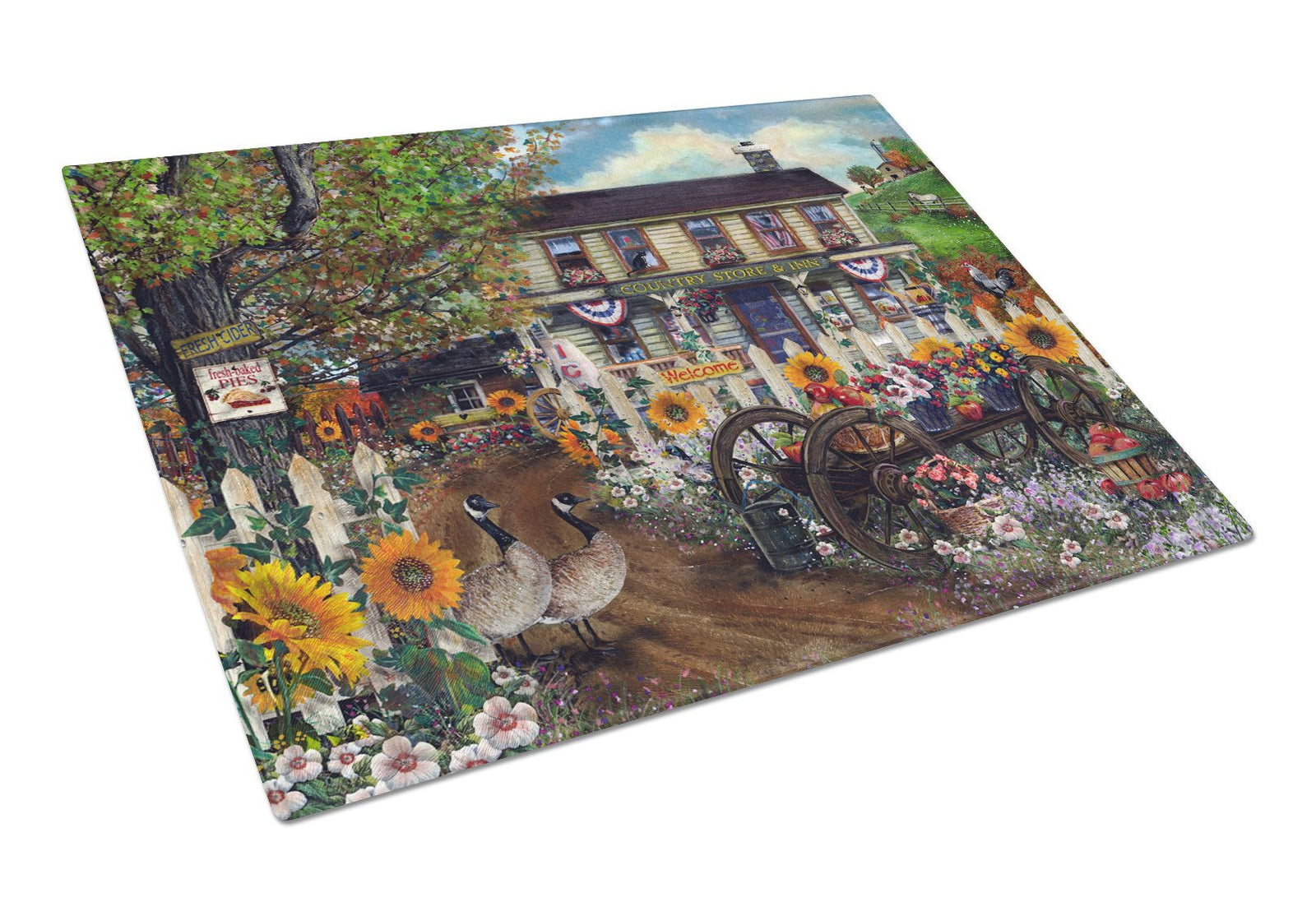 Sunflowers and The Old Country Store Glass Cutting Board Large PTW2016LCB by Caroline's Treasures
