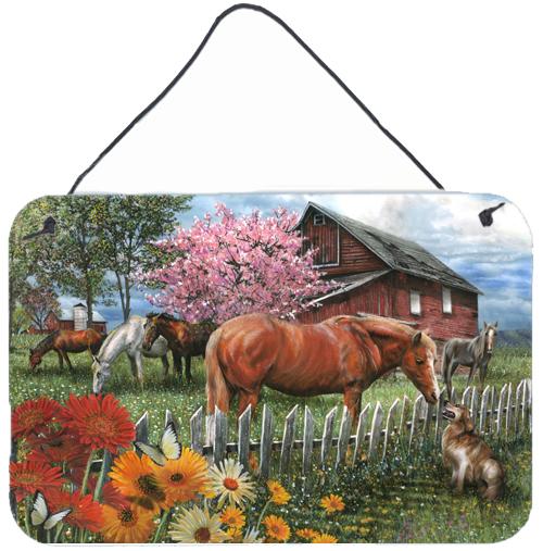 Horses Chatting with The Neighbors Wall or Door Hanging Prints by Caroline's Treasures