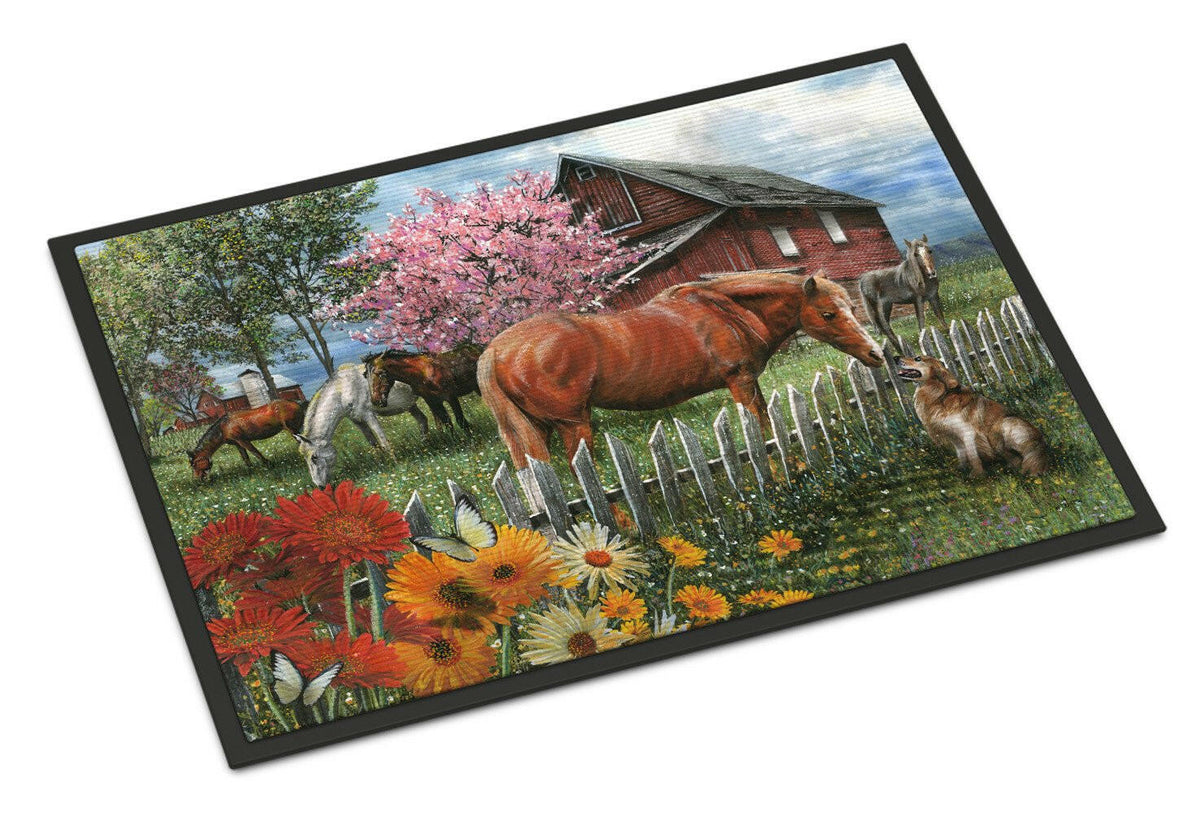Horses Chatting with The Neighbors Indoor or Outdoor Mat 24x36 PTW2020JMAT - the-store.com