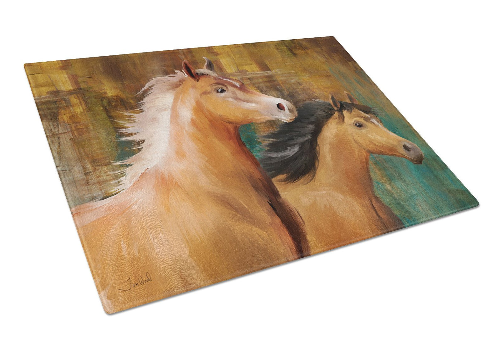 Horse Duo Glass Cutting Board Large PTW2021LCB by Caroline's Treasures