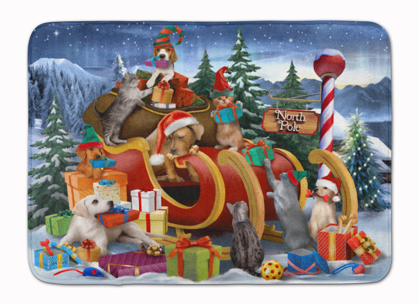 Animals Opening Christmas Presents Machine Washable Memory Foam Mat PTW2024RUG - the-store.com