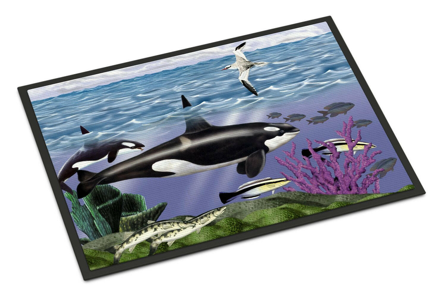 Whale Orcas Indoor or Outdoor Mat 18x27 PTW2040MAT - the-store.com