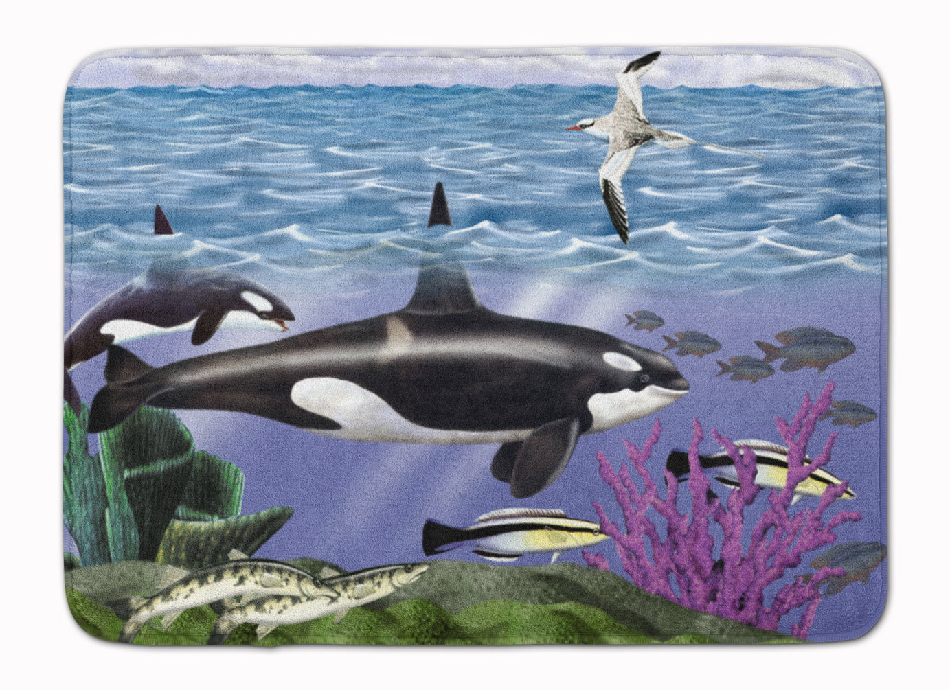 Whale Orcas Machine Washable Memory Foam Mat PTW2040RUG - the-store.com