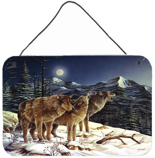 Wolf Wolves Crying at The Moon Wall or Door Hanging Prints PTW2041DS812 by Caroline&#39;s Treasures