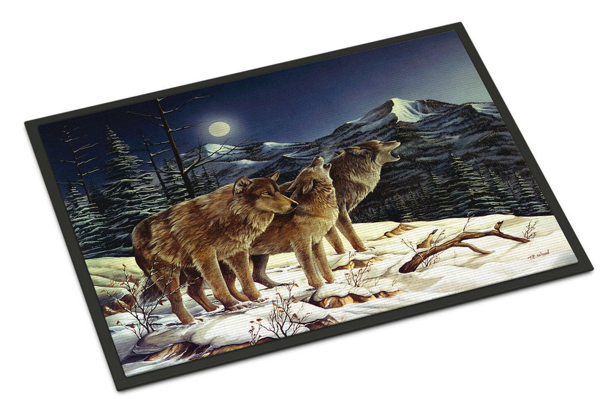 Wolf Wolves Crying at The Moon Indoor or Outdoor Mat 24x36 PTW2041JMAT - the-store.com