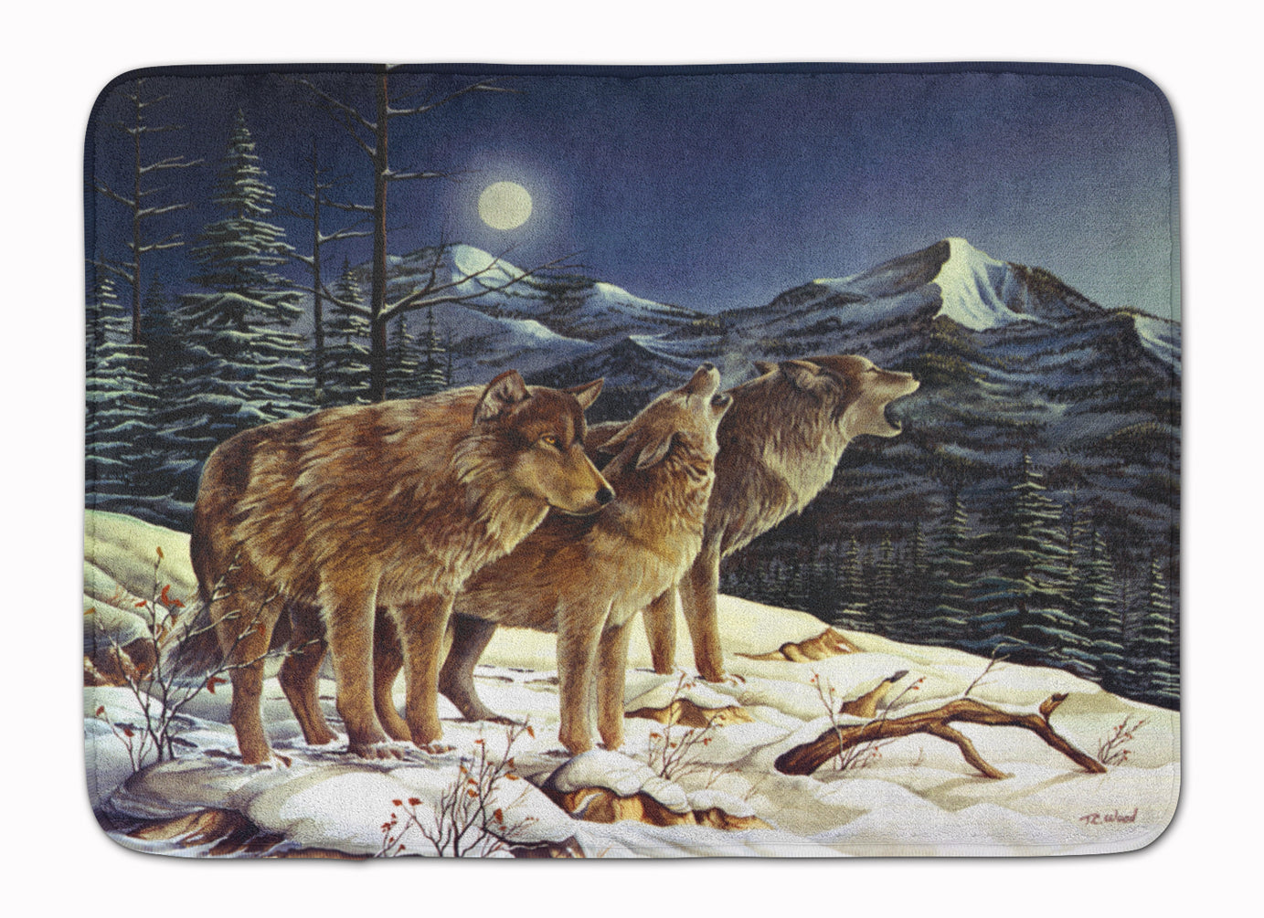 Wolf Wolves Crying at The Moon Machine Washable Memory Foam Mat PTW2041RUG - the-store.com