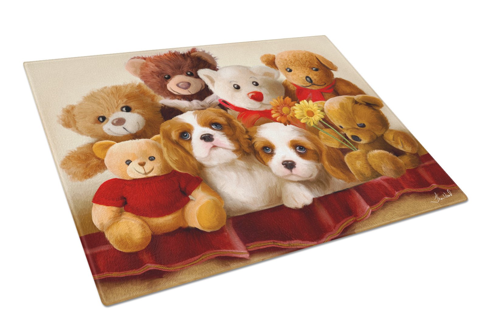 Cavalier Spaniel Friends Forever Glass Cutting Board Large PTW2050LCB by Caroline's Treasures