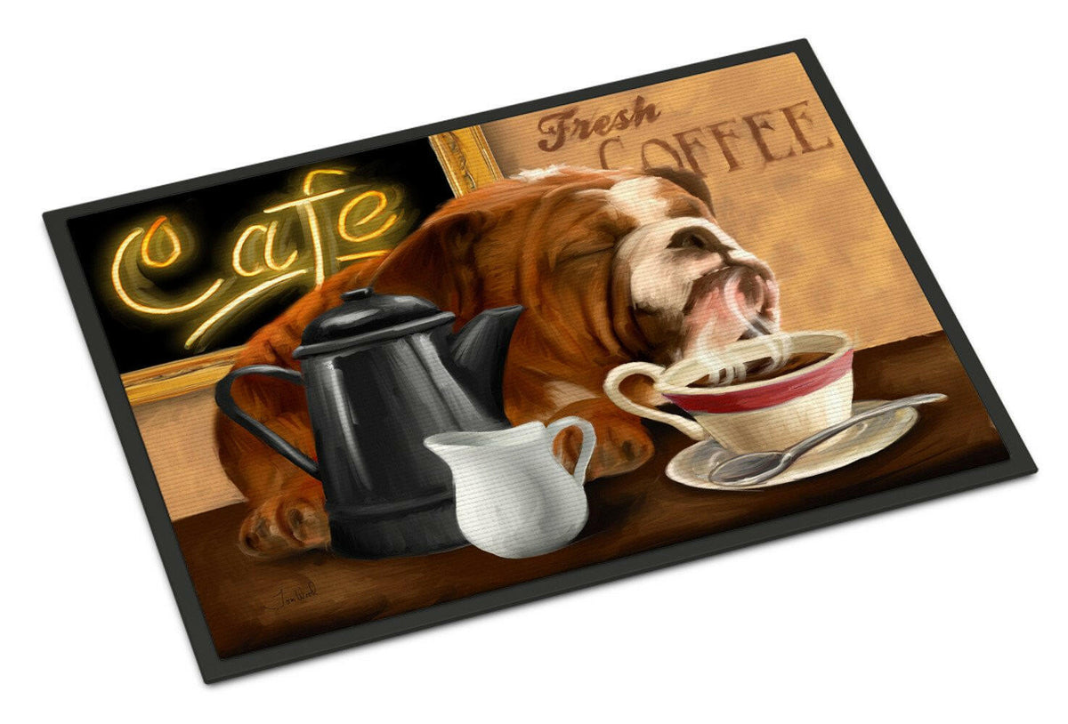 English Bulldog Morning Coffee Indoor or Outdoor Mat 18x27 PTW2061MAT - the-store.com