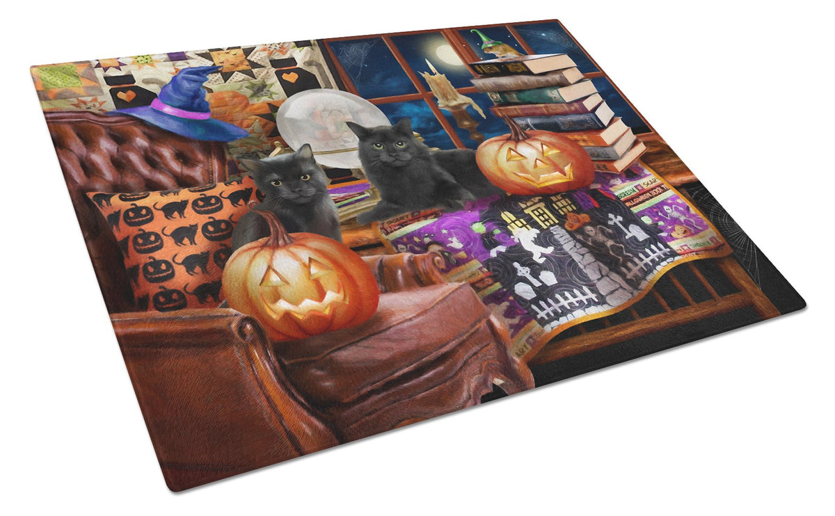 Halloween Black Cats Our Favorite Time Glass Cutting Board Large PTW2069LCB by Caroline&#39;s Treasures