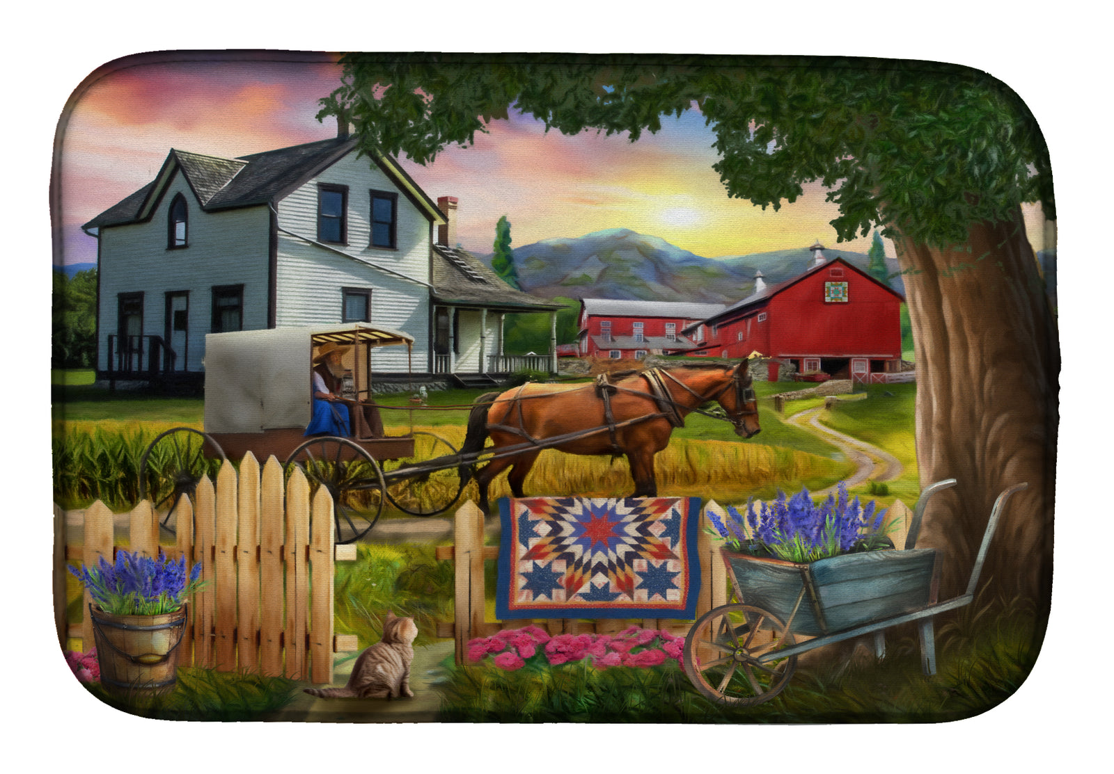 Headed Home for Dinner Farm Dish Drying Mat PTW2071DDM