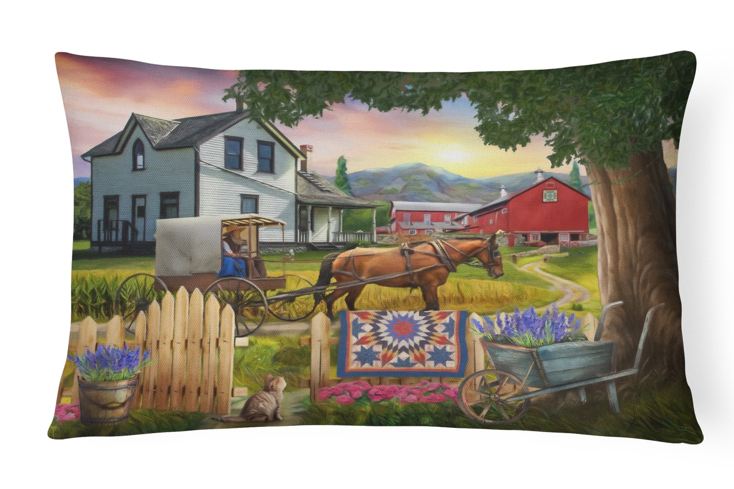 Headed Home for Dinner Farm Canvas Fabric Decorative Pillow PTW2071PW1216 by Caroline's Treasures