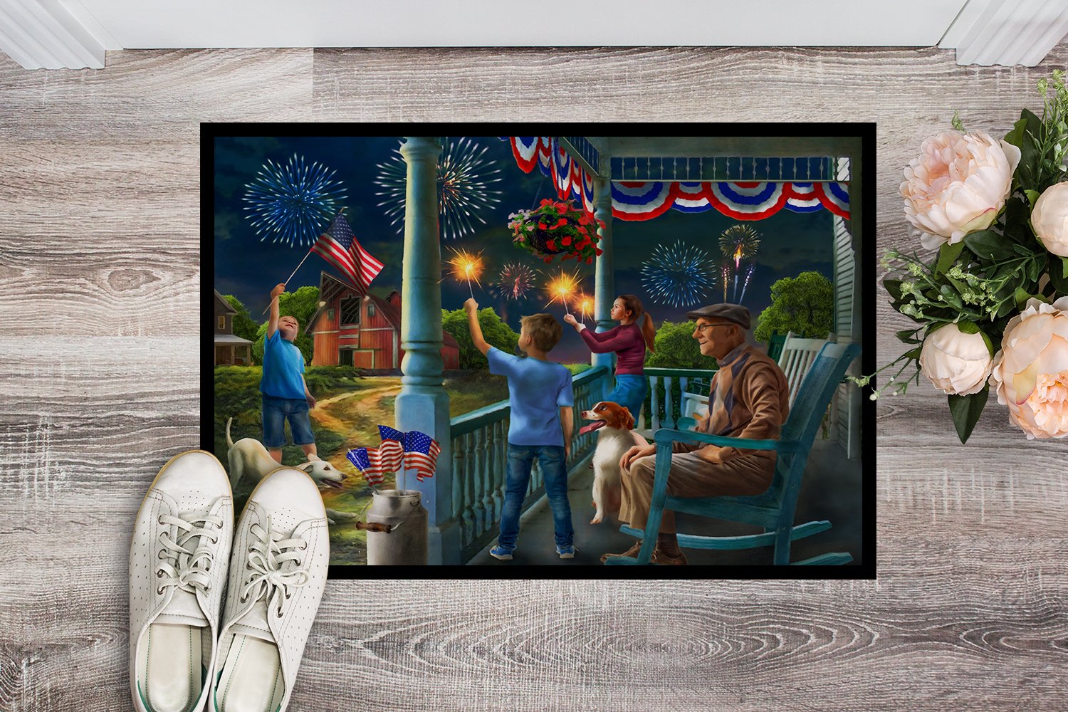 4th of July at Grandpa's USA Indoor or Outdoor Mat 24x36 PTW2073JMAT by Caroline's Treasures