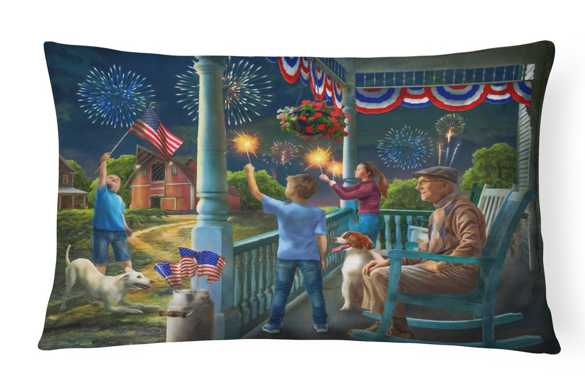 4th of July at Grandpa&#39;s USA Canvas Fabric Decorative Pillow PTW2073PW1216 by Caroline&#39;s Treasures