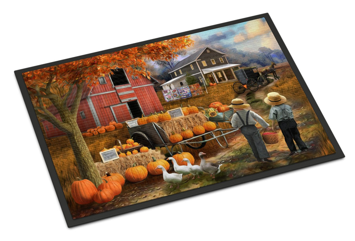 Fall Amish Pumpkin Stand Indoor or Outdoor Mat 24x36 PTW2075JMAT by Caroline&#39;s Treasures
