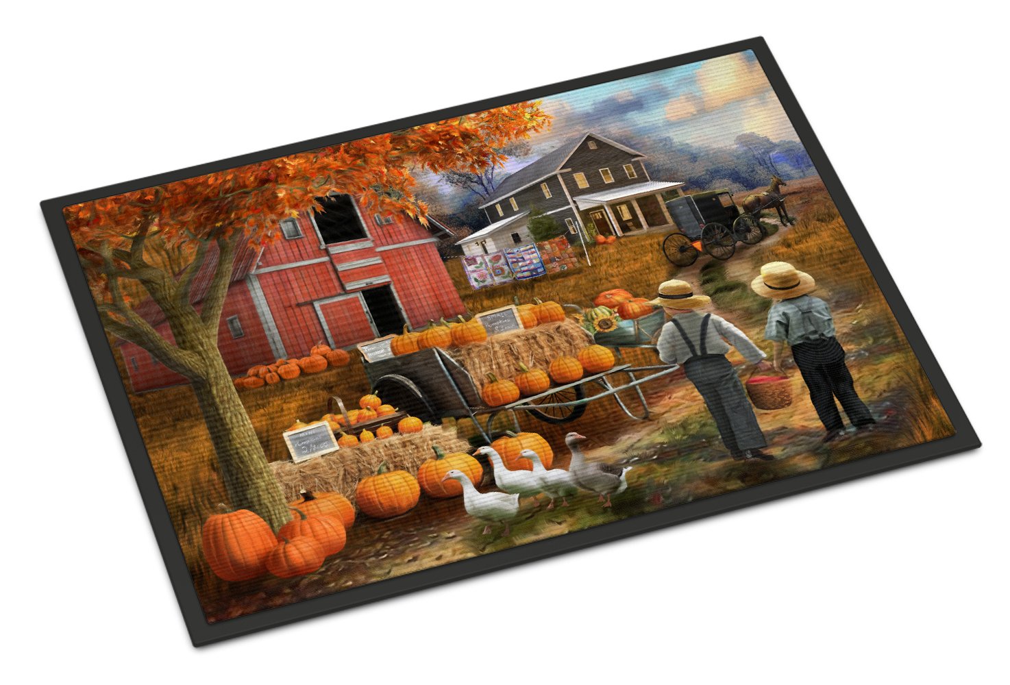 Fall Amish Pumpkin Stand Indoor or Outdoor Mat 24x36 PTW2075JMAT by Caroline's Treasures