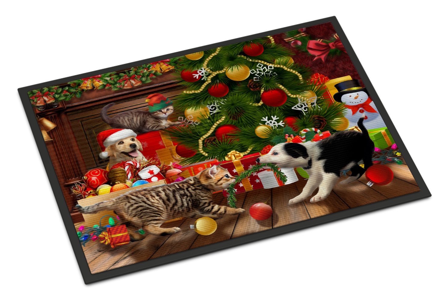 Holiday A Little Christmas Fun Yellow Lab Indoor or Outdoor Mat 24x36 PTW2076JMAT by Caroline's Treasures