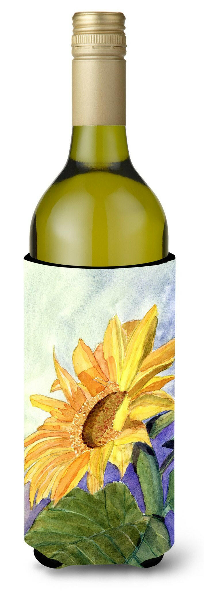 Flower - Sunflower Wine Bottle Beverage Insulator Beverage Insulator Hugger RDR2001LITERK by Caroline&#39;s Treasures