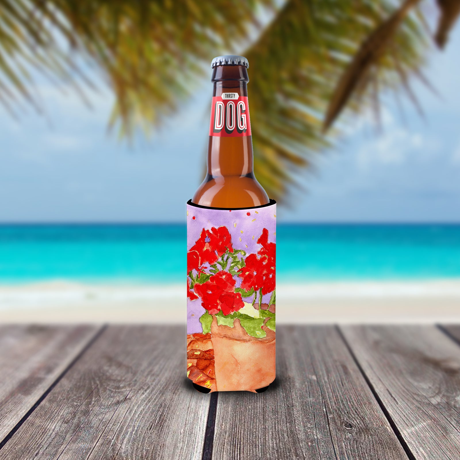 Caroline's Treasures Flower - Geranium Slim Can Hugger – Fun & Functional Drink Coolers RDR2004MUK