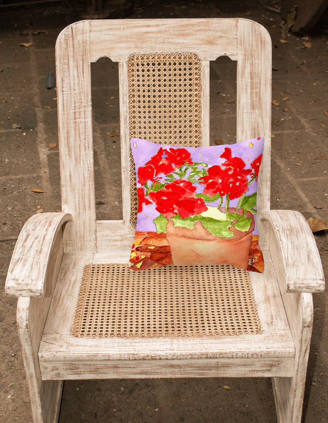 Caroline's Treasures Flower - Geranium Canvas Throw Pillow - 14x14 Decorative Pillow – Art for Your Home & Patio