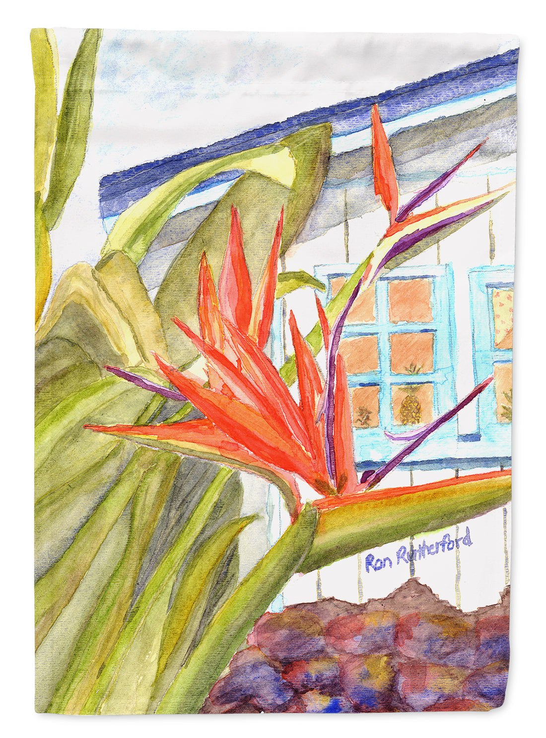 Flower - Bird of Paradise Flag Canvas House Size  the-store.com.