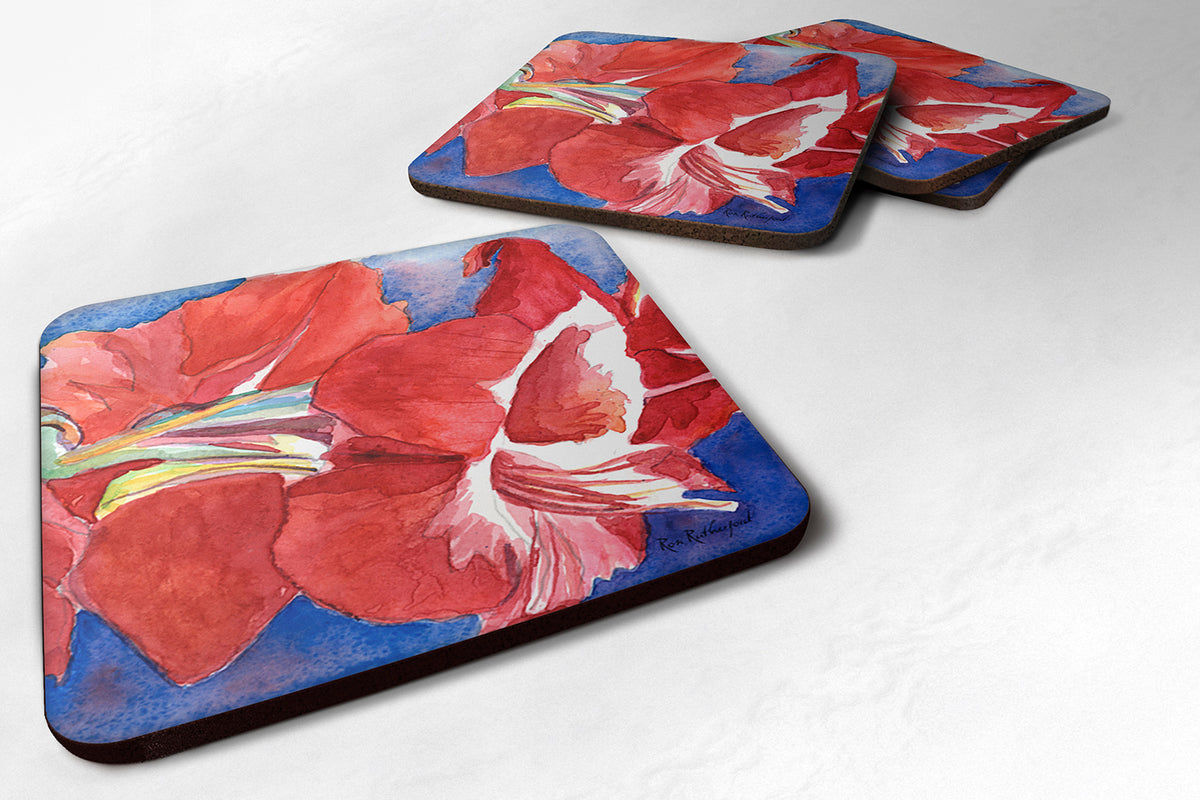 Set of 4 Flower - Amaryllis Foam Coasters - the-store.com