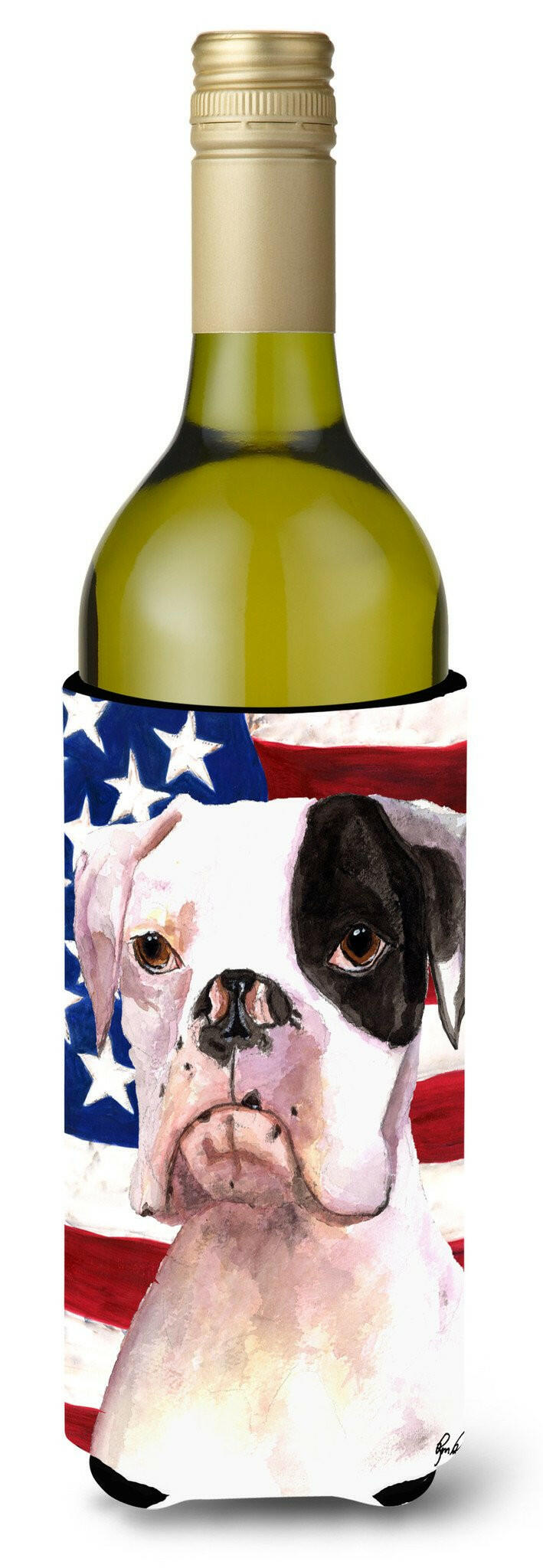 Cooper USA American Flag Boxer Wine Bottle Beverage Insulator Beverage Insulator Hugger  RDR3001LITERK by Caroline&#39;s Treasures