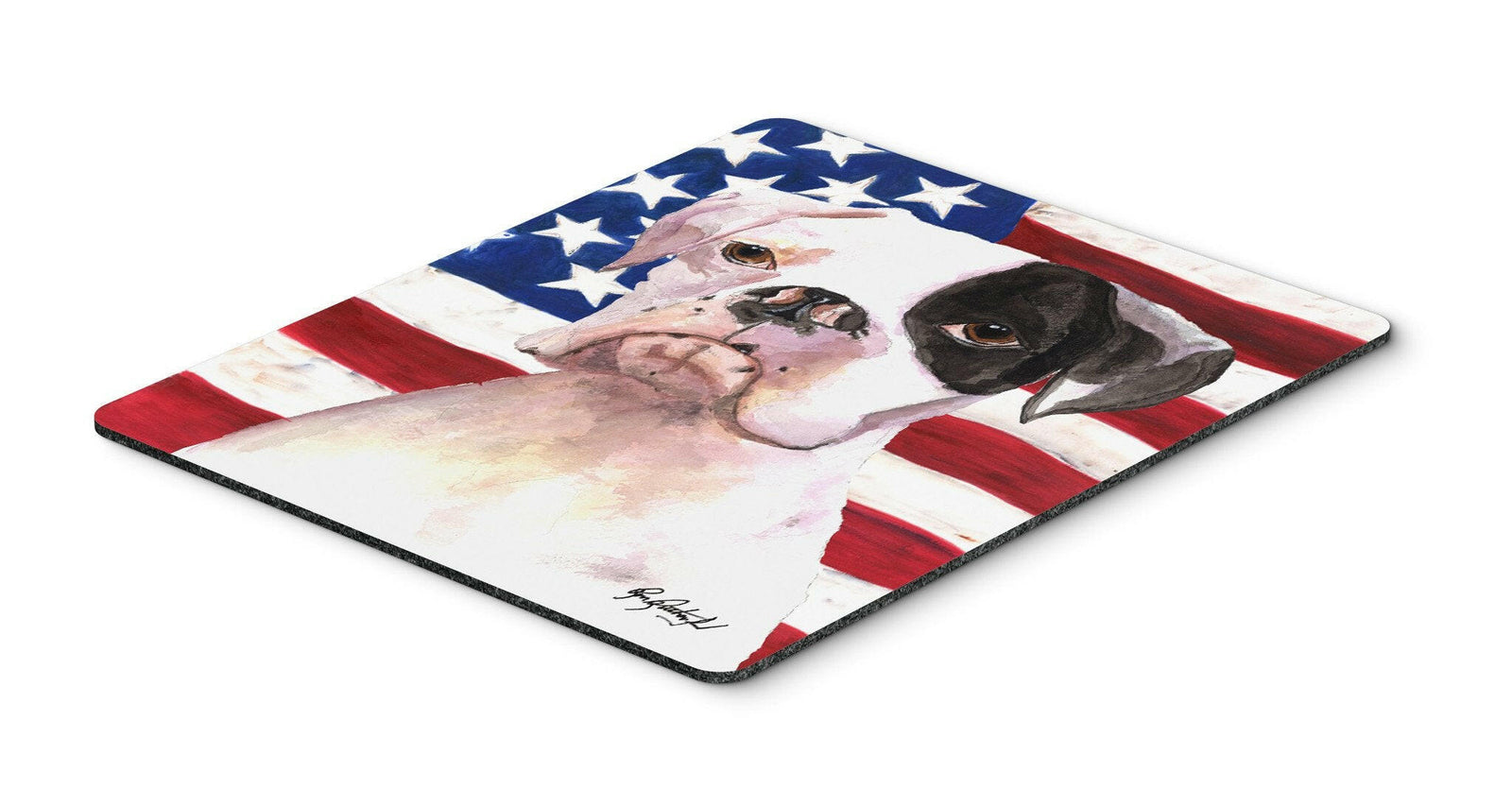 Cooper USA American Flag Boxer Mouse Pad, Hot Pad or Trivet by Caroline's Treasures