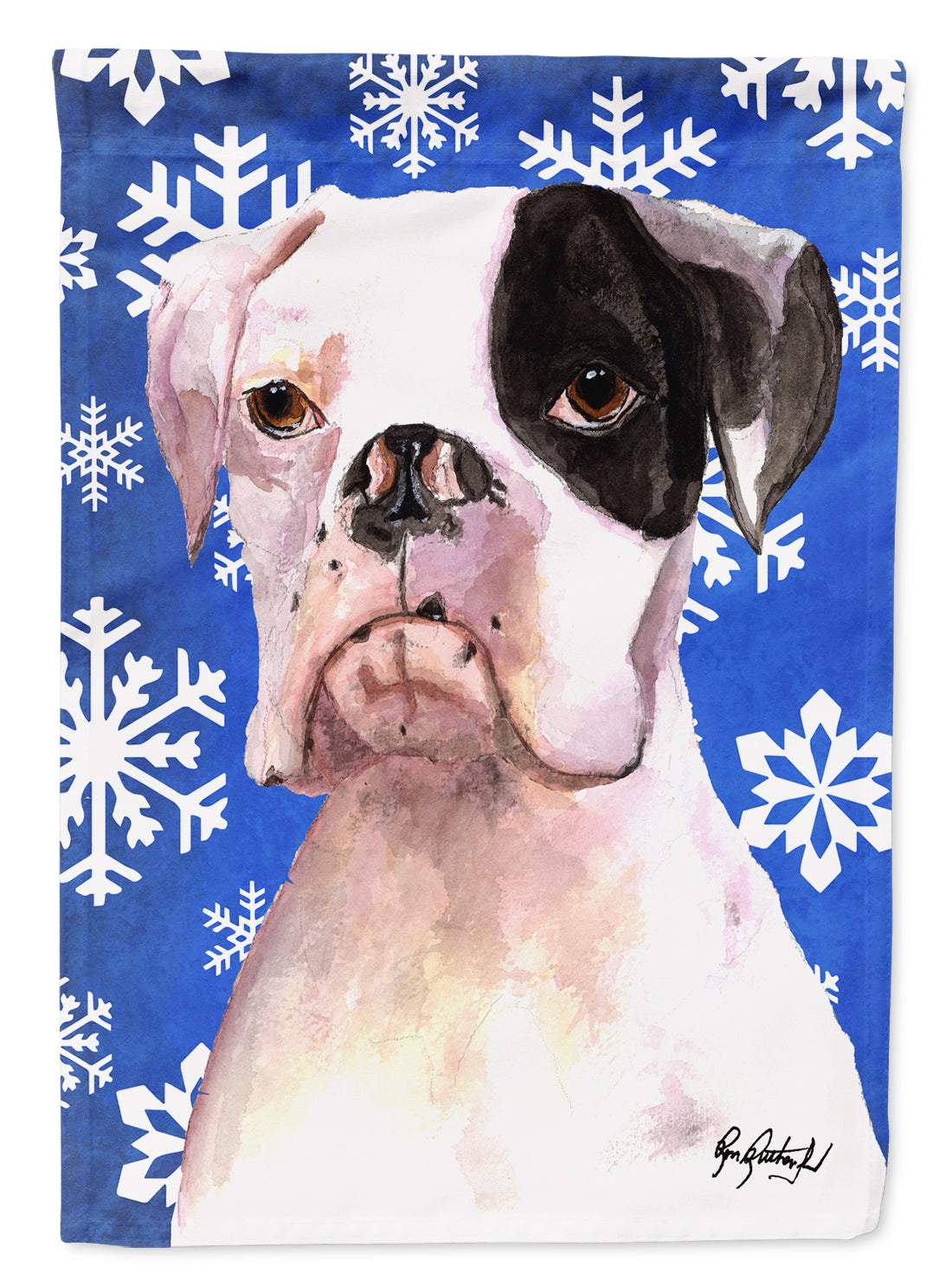 Cooper Winter Snowflakes Boxer Flag Canvas House Size RDR3003CHF
