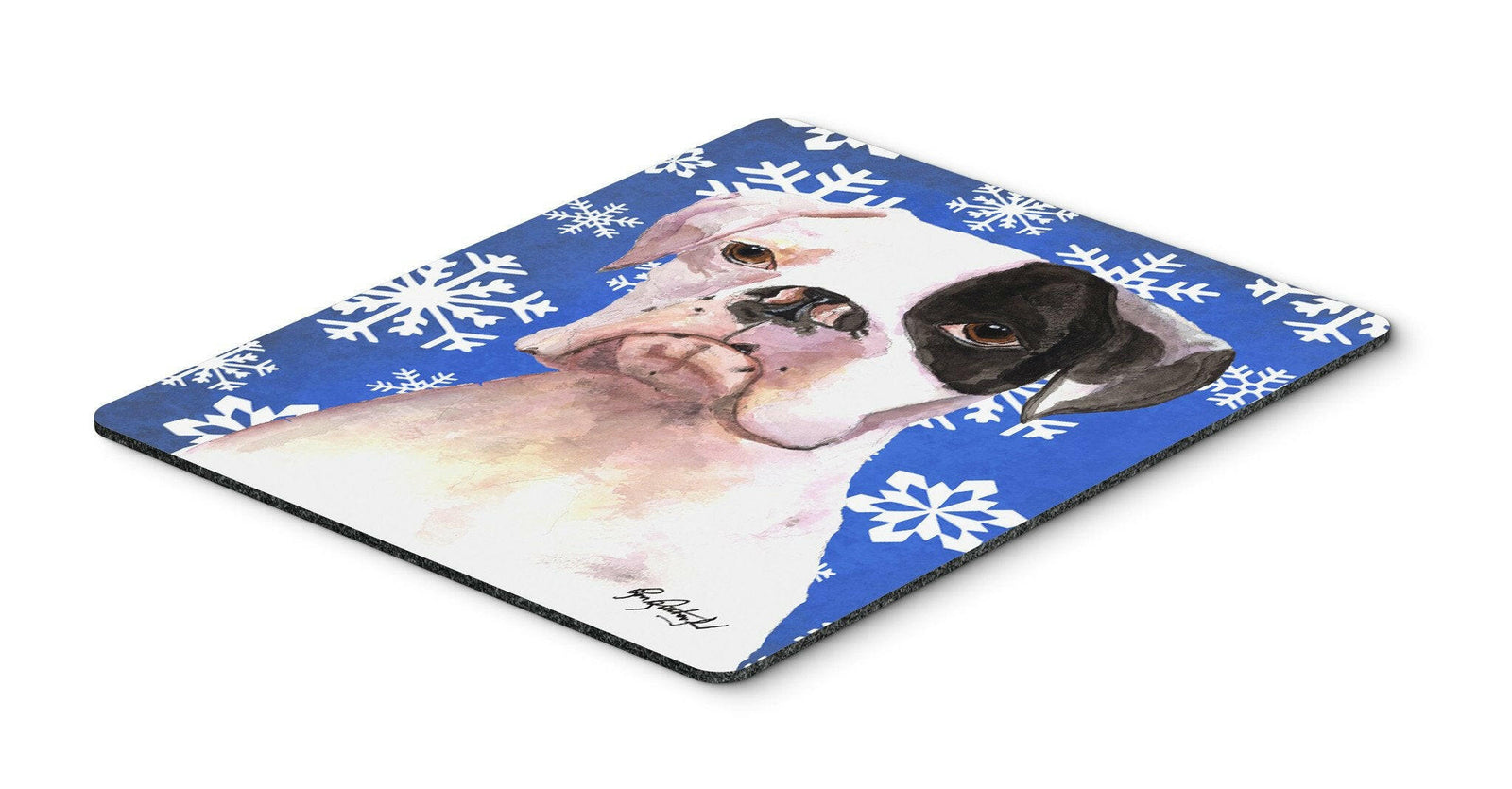Cooper Winter Snowflakes Boxer Mouse Pad, Hot Pad or Trivet by Caroline's Treasures