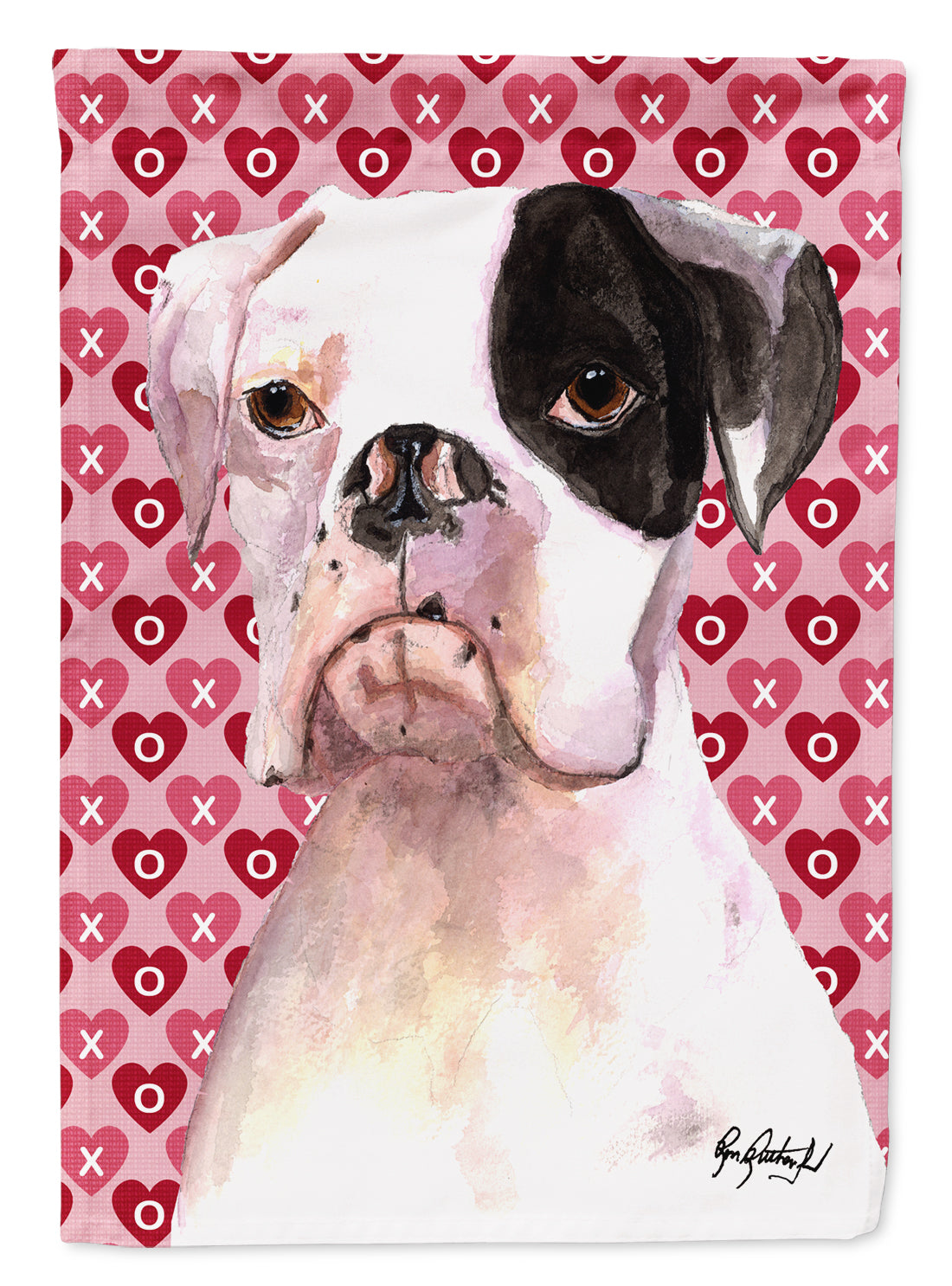 Cooper Love and Hearts Boxer Flag Canvas House Size RDR3006CHF