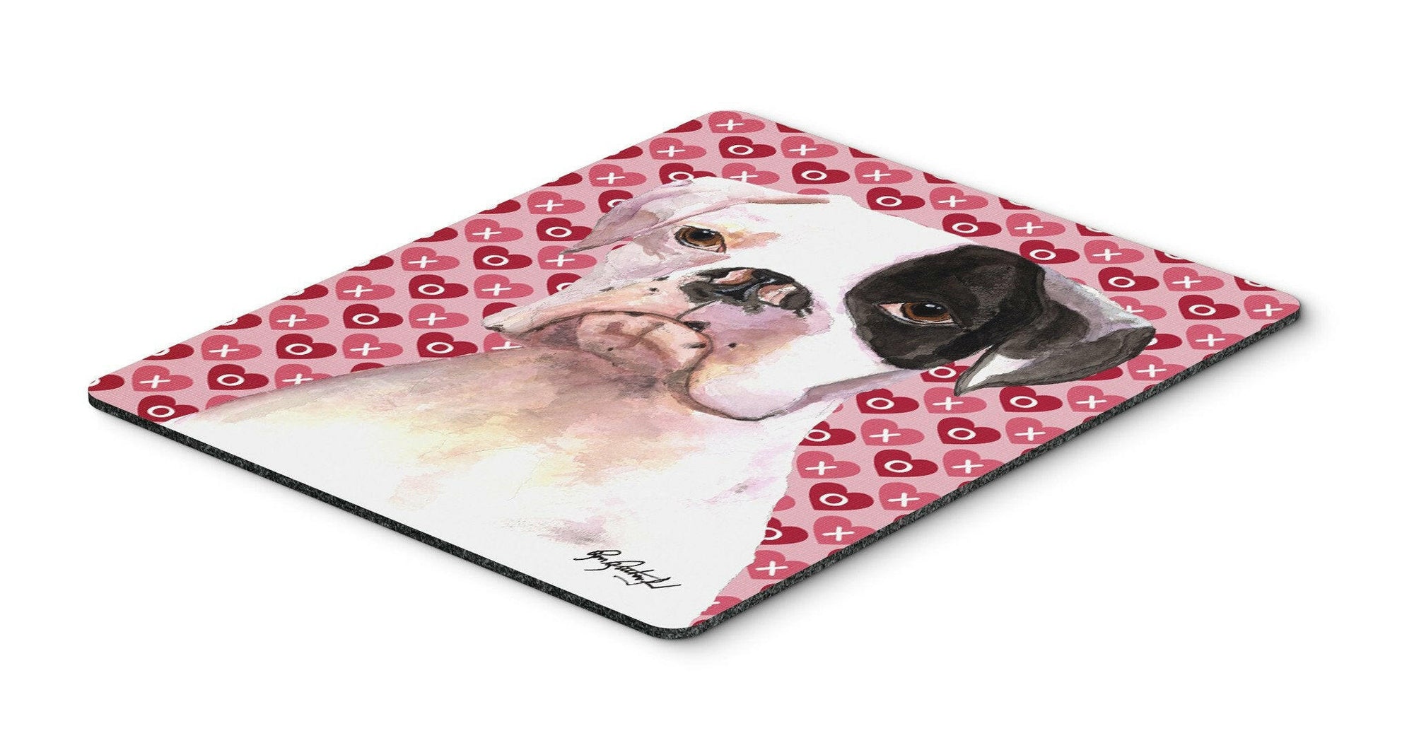 Cooper Love and Hearts Boxer Mouse Pad, Hot Pad or Trivet by Caroline's Treasures
