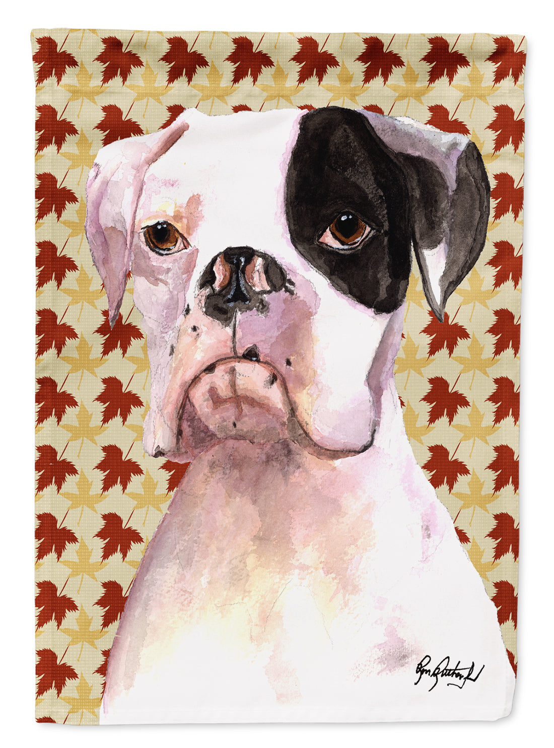 Cooper Fall Leaves Boxer Flag Canvas House Size RDR3007CHF