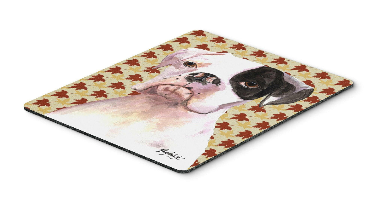 Cooper Fall Leaves Boxer Mouse Pad, Hot Pad or Trivet by Caroline's Treasures