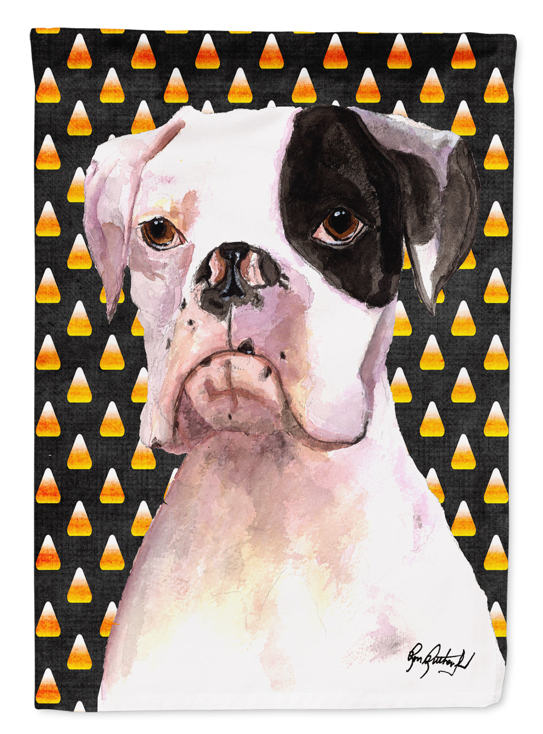Cooper Candy Corn Boxer Halloween Flag Canvas House Size RDR3008CHF