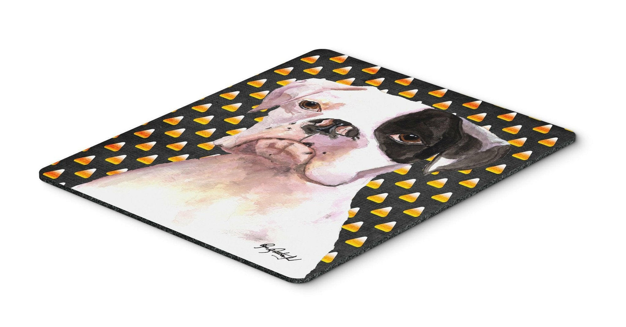Cooper Candy Corn Boxer Halloween Mouse Pad, Hot Pad or Trivet by Caroline's Treasures