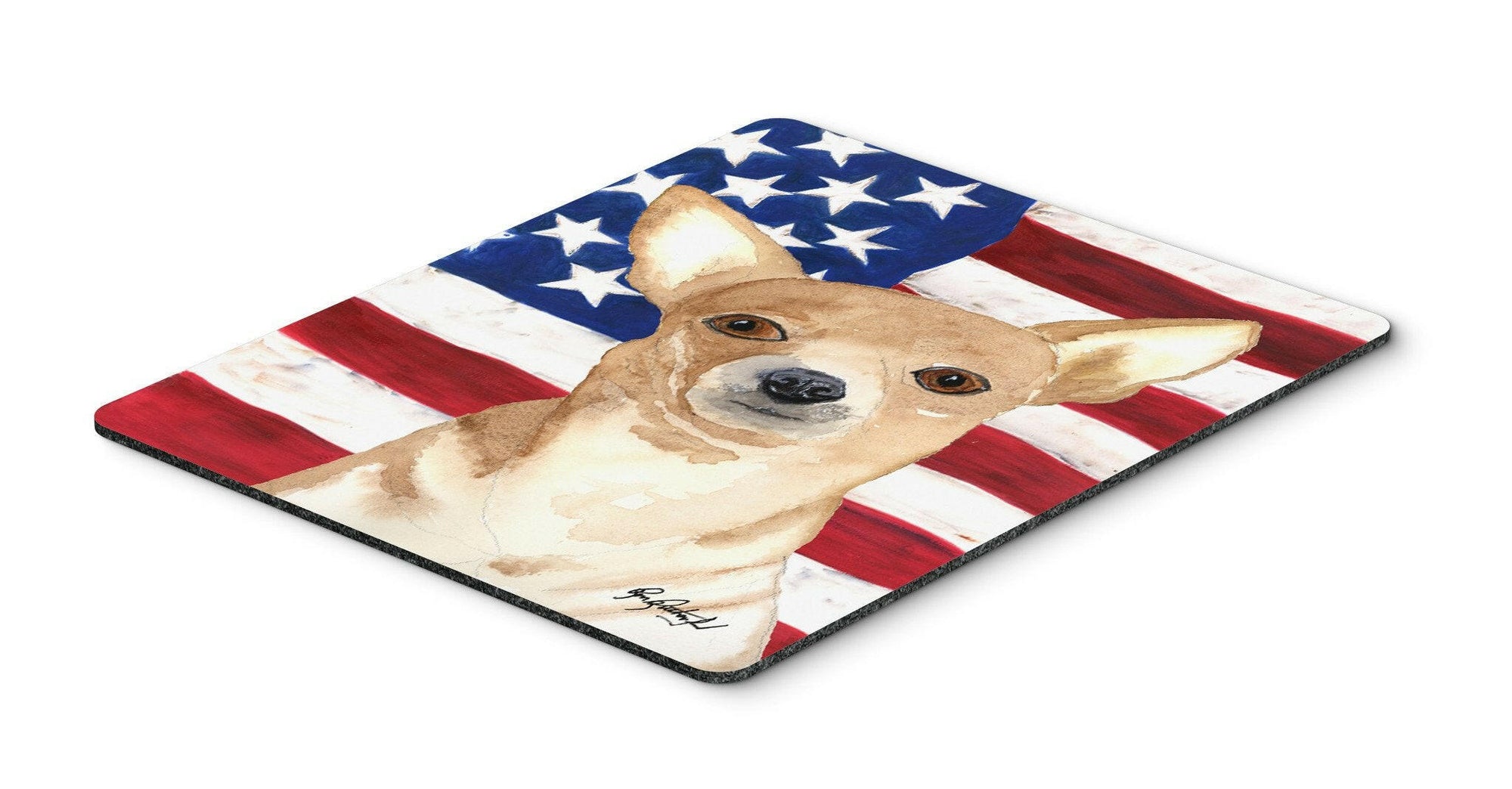 USA American Flag Chihuahua Mouse Pad, Hot Pad or Trivet by Caroline's Treasures
