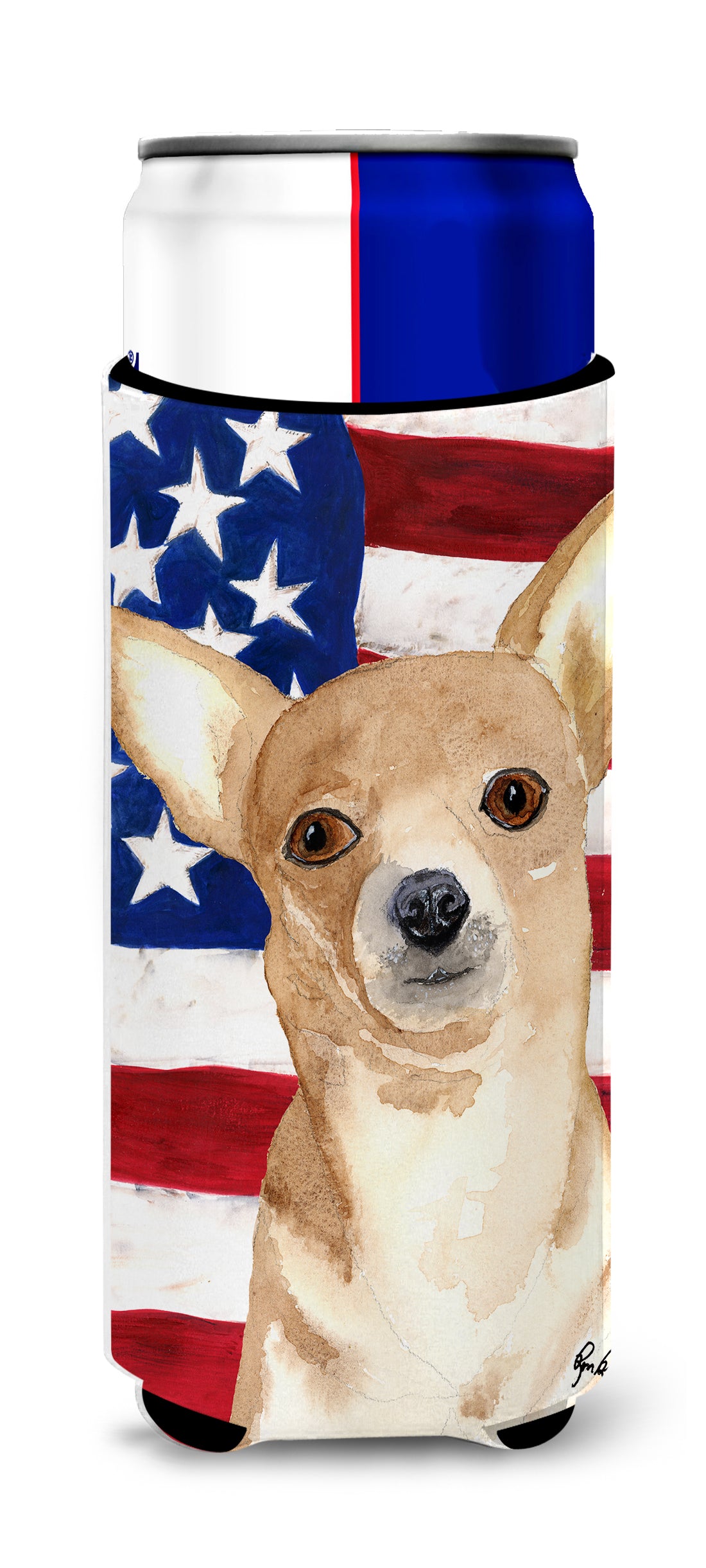USA American Flag Chihuahua Ultra Beverage Isolateurs pour canettes minces RDR3009MUK