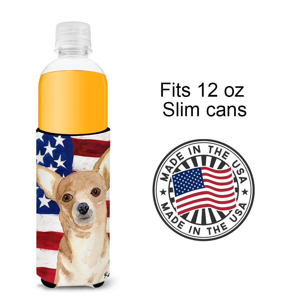 USA American Flag Chihuahua Ultra Beverage Isolateurs pour canettes minces RDR3009MUK