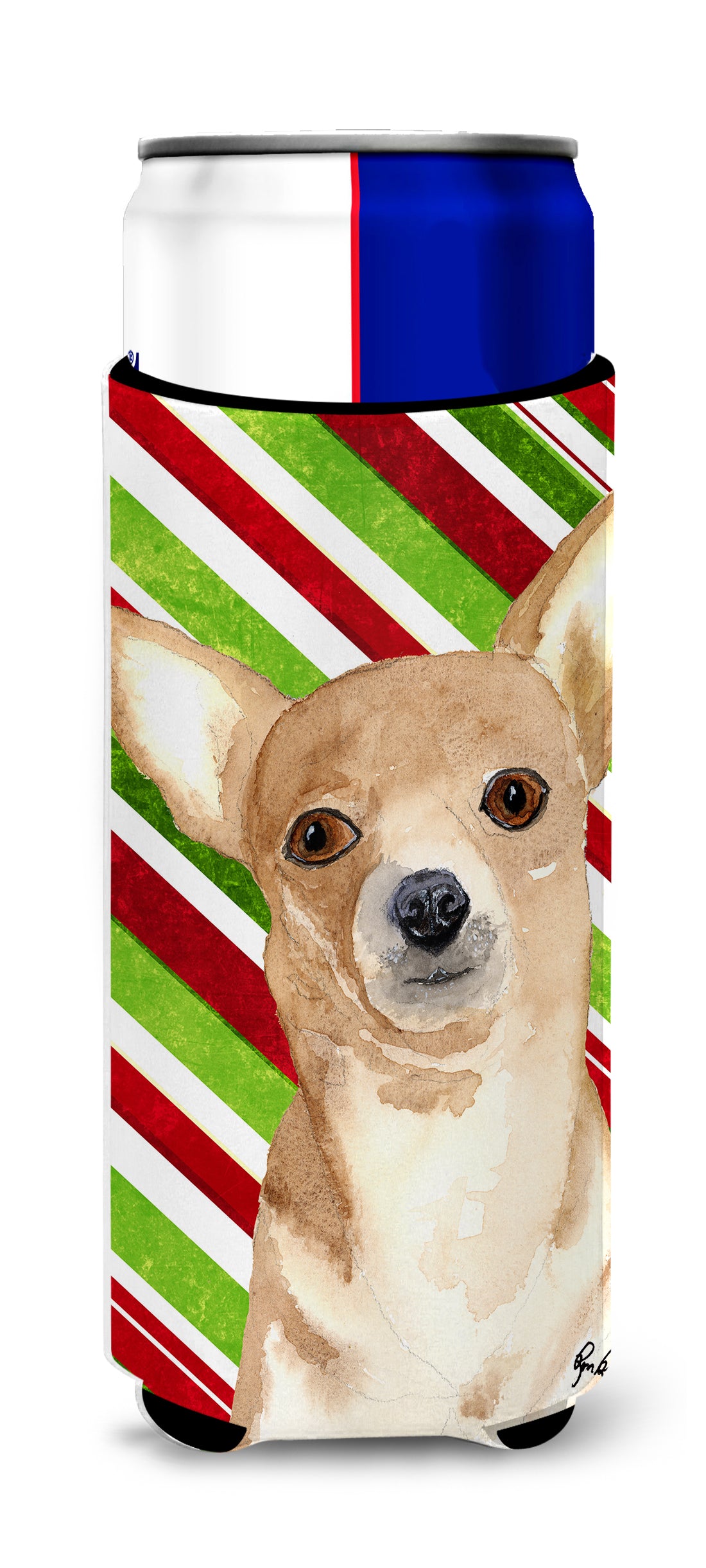 Candy Stripe Chihuahua Christmas Ultra Beverage Insulators for slim cans  RDR3010MUK.