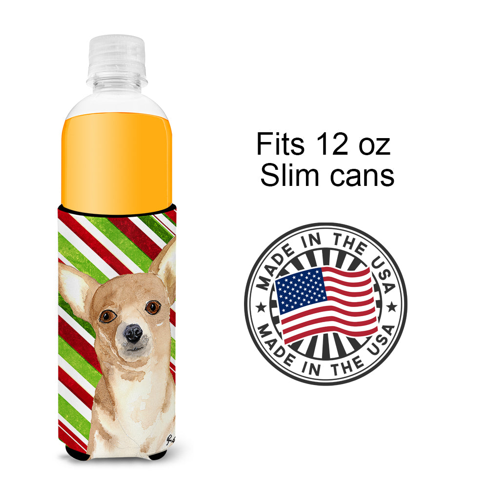 Candy Stripe Chihuahua Christmas Ultra Beverage Isolateurs pour canettes minces RDR3010MUK